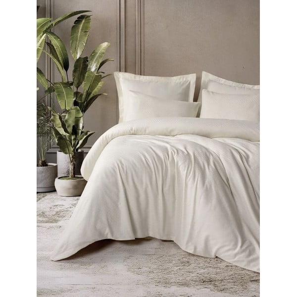 Lenjerie de pat bej din bumbac ranforcé pentru pat de o persoană 140x200 cm Checkered – Mila Home Luxury