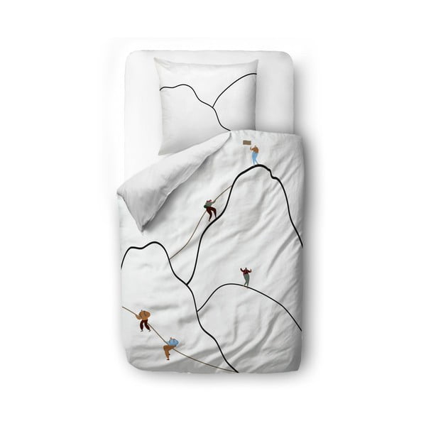Lenjerie de pat albă din bumbac satinat 140x200 cm Mountain Climbing - Butter Kings