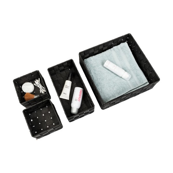 Set de 4 organizatoare de baie negre din plastic Adria - Wenko-image-3