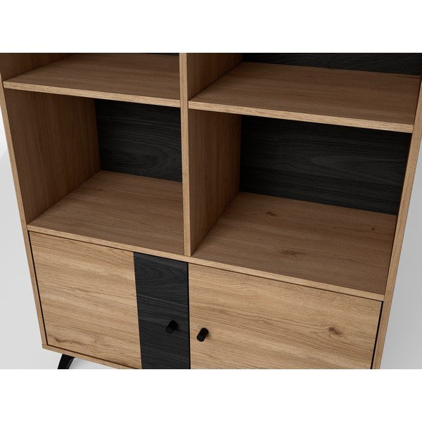 Bibliotecă neagră cu aspect de stejar 92x160 cm Natura - Marckeric-image-3
