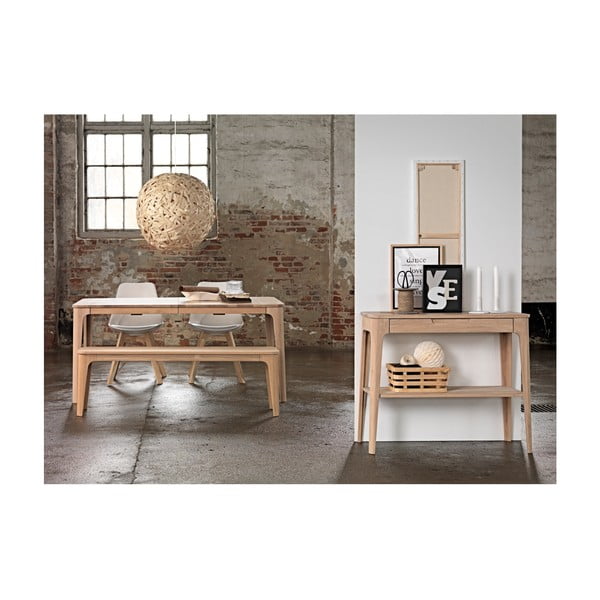 Măsuță tip consolă din lemn alb de stejar Unique Furniture Amalfi, 90 x 37 cm-image-1