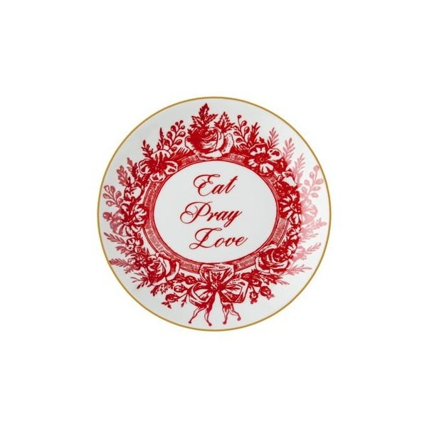 Farfurie din porțelan Vivas Eat, Ø 23 cm, roșu - alb
