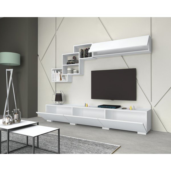 Masă TV albă 210x40 cm Fly - Gauge Concept-image-1
