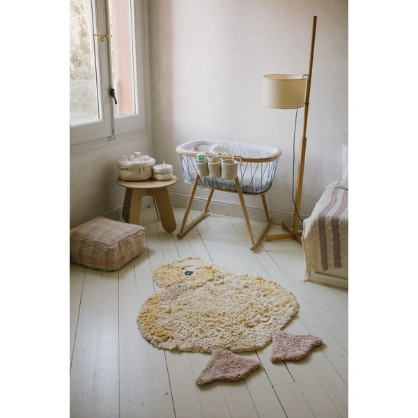 Covor pentru copii galben lavabil/țesut manual din bumbac 95x120 cm Ducky – Lorena Canals-image-1