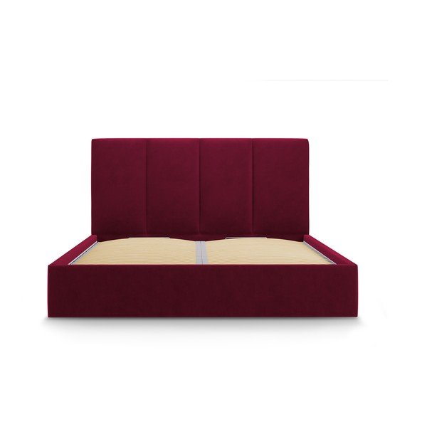 Pat dublu cu tapițerie din catifea Mazzini Beds Juniper 180 x 200 cm, roșu burgundy-image-2