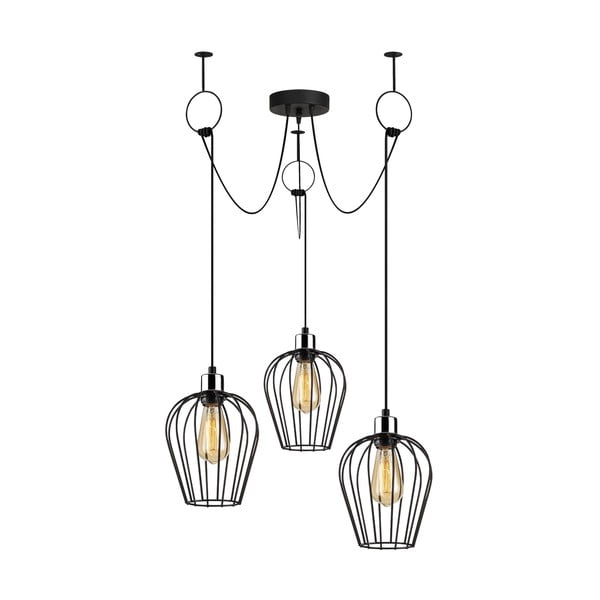 Lustră de 3 becuri Opviq lights Tel Chain, negru-image-2