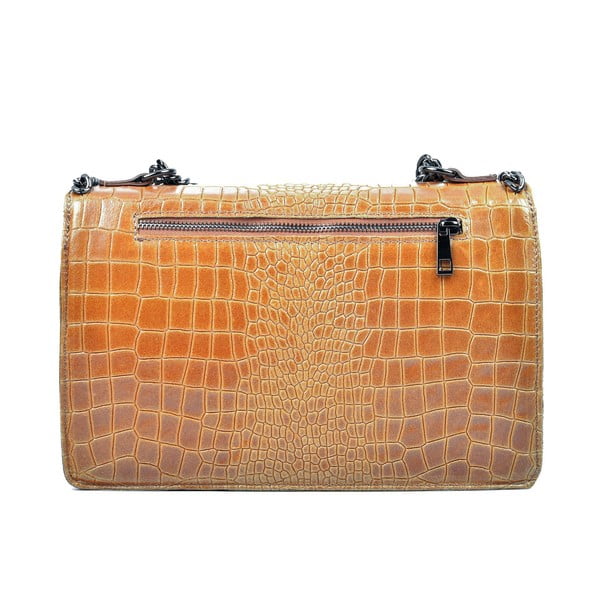 Geantă din piele Carla Ferreri Chain, maro coniac-image-1