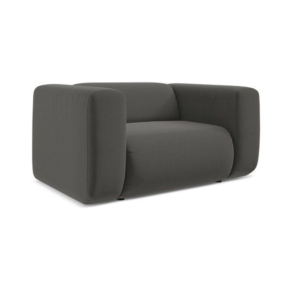 Fotoliu gri cu tapițerie din catifea Ekahi – Makamii