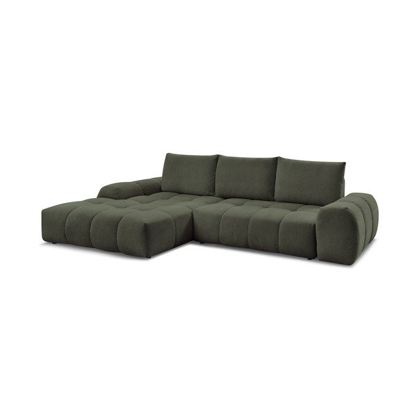 Colțar verde extensibil/cu spațiu de depozitare cu tapițerie din chenille (cu colț pe partea stângă/cu șezlong) Everest – Bobochic Paris-image-3