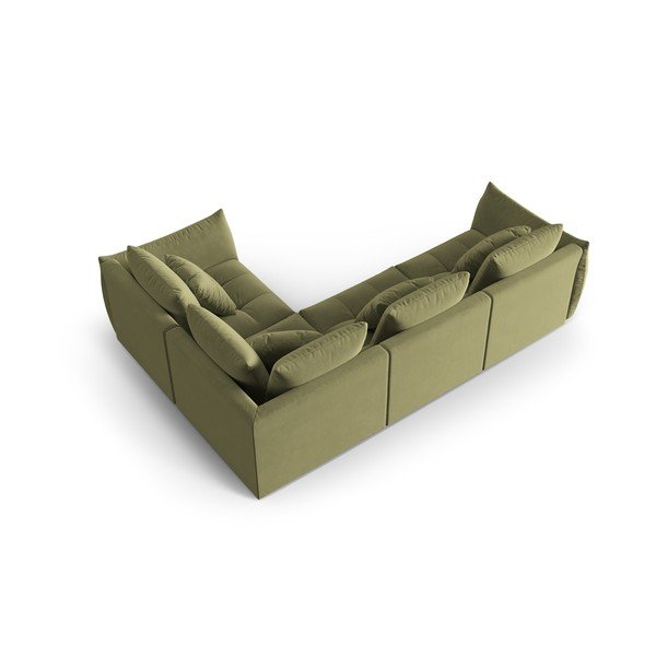Colțar verde deschis cu tapițerie din catifea (cu colț pe partea dreaptă/în formă de ”L”) Bloom – Micadoni -image-3