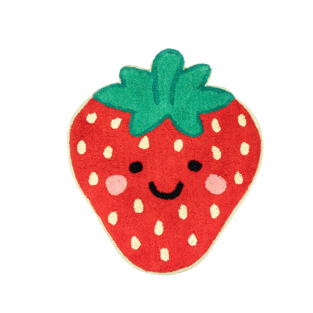 Covor pentru copii roșu din bumbac 60x52 cm Strawberry – Sass &amp; Belle