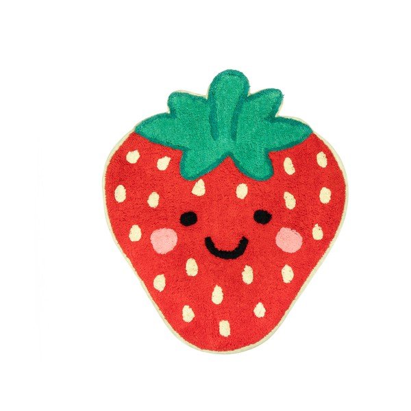 Covor pentru copii roșu din bumbac 60x52 cm Strawberry – Sass & Belle