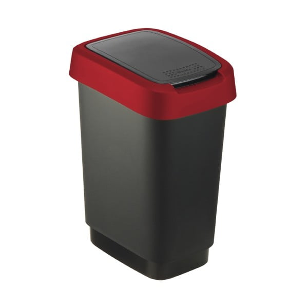 Coș de gunoi din plastic reciclat roșu și negru 10 L Twist - Rotho