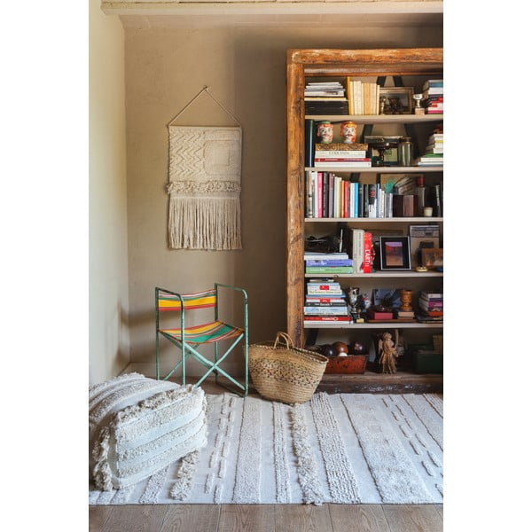 Covor gri deschis/crem lavabil/țesut manual din bumbac 140x200 cm Air Natural – Lorena Canals-image-4