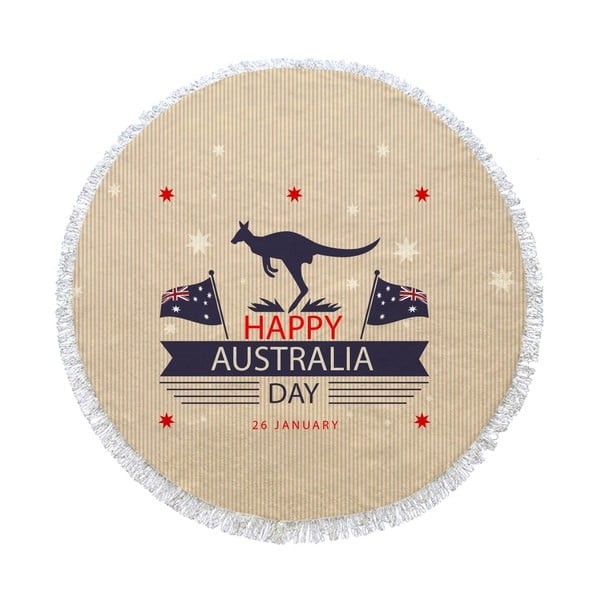 Prosop de plajă rotund Australia Kangaroo Happy, Ø 150 cm