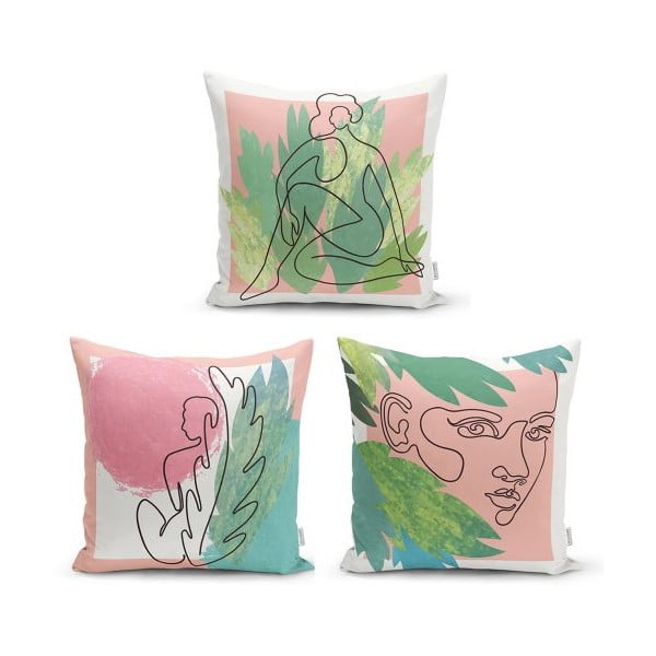 Set 3 fețe de pernă decorative Minimalist Cushion Covers Colourful Minimalist, 45 x 45 cm