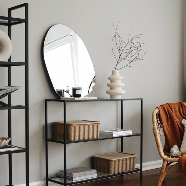 Etajeră neagră din sticlă 100x85 cm Camiko – Neostill-image-4