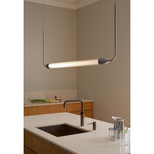 Lustră argintie din oțel cu abajur din sticlă Lemon Squeeze Linear – UMAGE-image-1