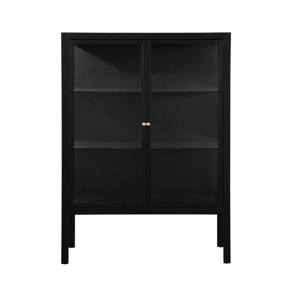 Vitrină cu două uși Støraa Alva, înălțime 140 cm, negru