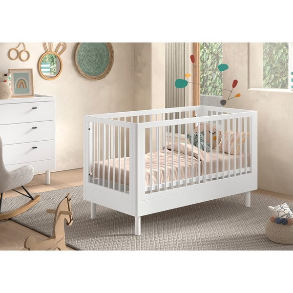 Pătuț alb din lemn de fag 70x140 cm Forrest – Vipack-image-1