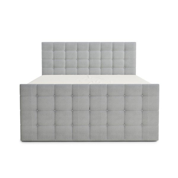 Pat boxspring gri cu spațiu de depozitare 200x200 cm Tasca – Maison de Rêve-image-2
