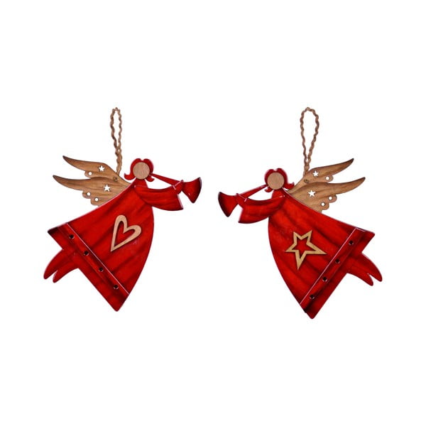 Set 2 decorațiuni de Crăciun Ego Dekor Angels, roșu