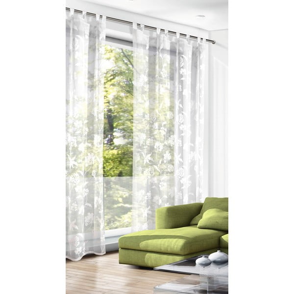 Perdea albă din voal 135x245 cm Flowers – Sehlbach-image-1