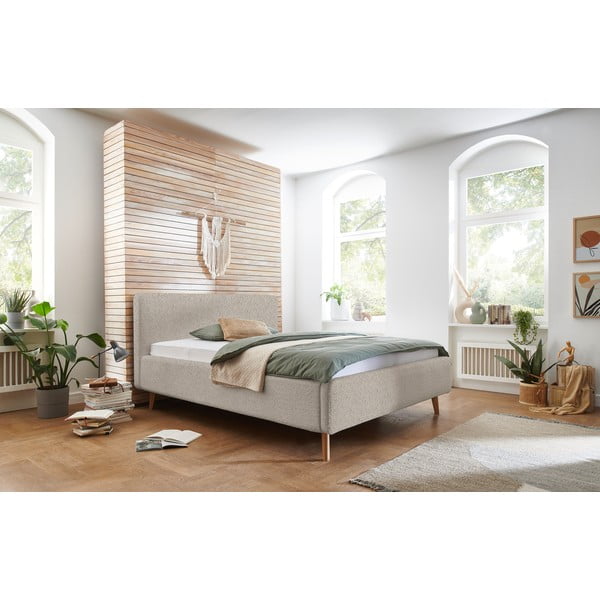 Pat matrimonial bej tapițat fără somieră 180x200 cm Mattis – Meise Möbel-image-1