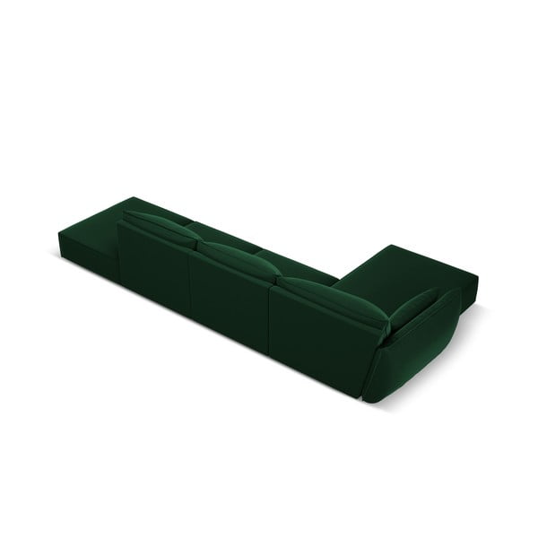 Colțar verde închis cu tapițerie din catifea (cu colț pe partea stângă, cu șezlong) Vanda – Mazzini Sofas-image-3