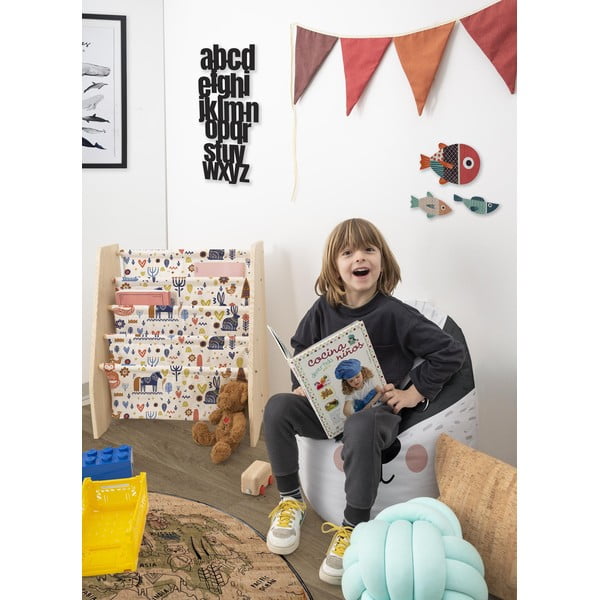 Bibliotecă pentru copii din material textil bej 60x70 cm Nordic - Folkifreckles-image-1