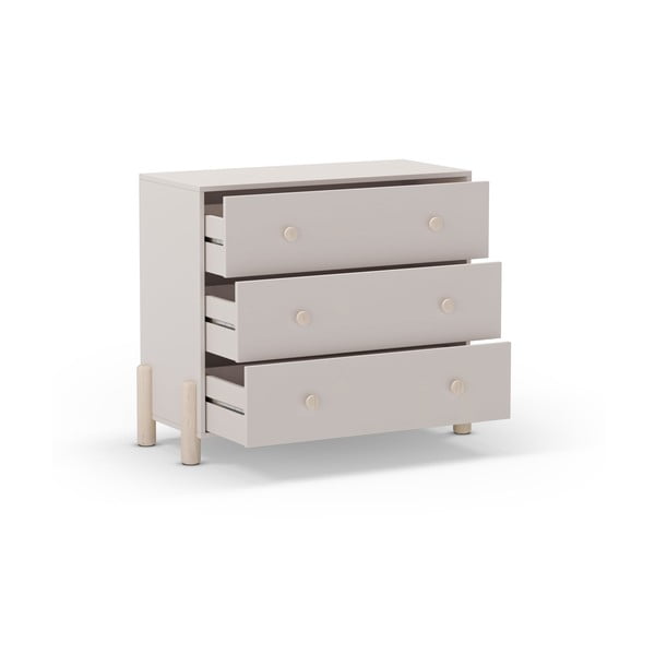 Comodă de copii crem joasă din lemn de pin 90x80 cm Enola – Marckeric-image-4