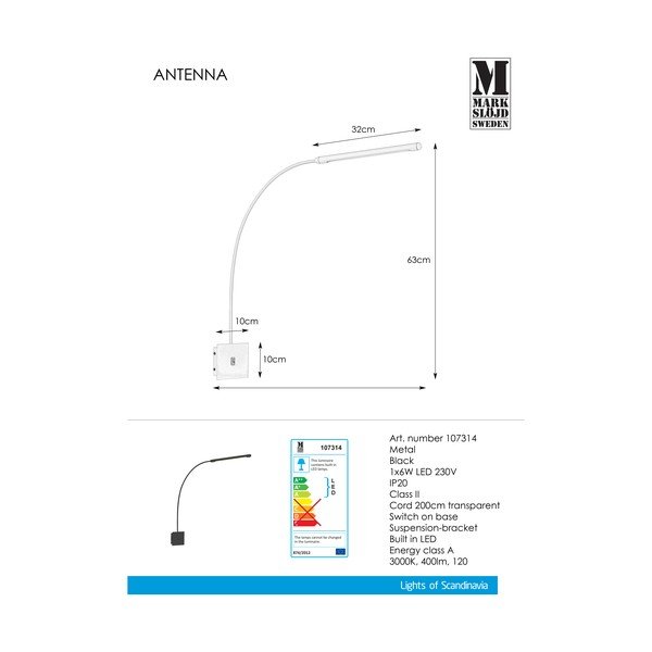 Aplică Markslöjd Antenna 1L, negru-image-2
