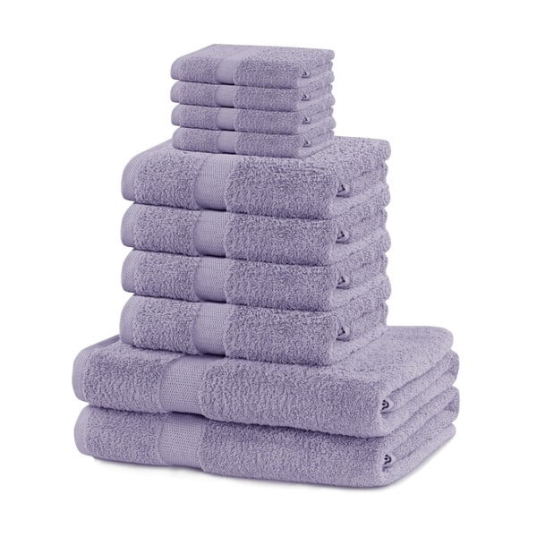 Prosoape de baie mov lavandă 10 buc. din bumbac din frotir Marina – Restilo