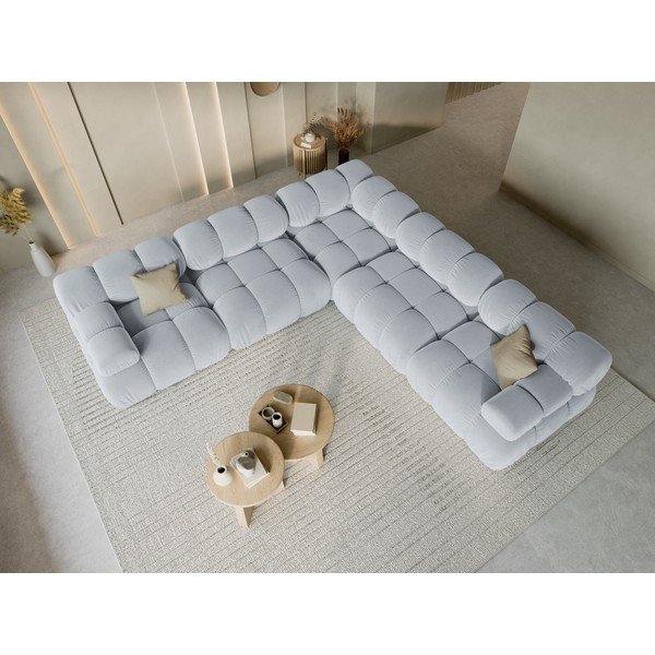 Colțar modular gri cu tapițerie din catifea – Micadoni -image-1