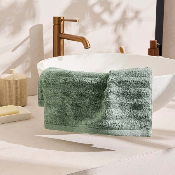 Prosop verde din bumbac din frotir 30x50 cm Maya – douceur d'intérieur-image-2