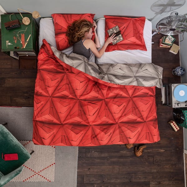 Lenjerie de pat Snurk Monogami Red, 140 x 200 cm -image-1