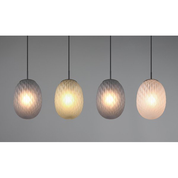 Lustră negru-mat cu abajur din sticlă Facette – Trio-image-1