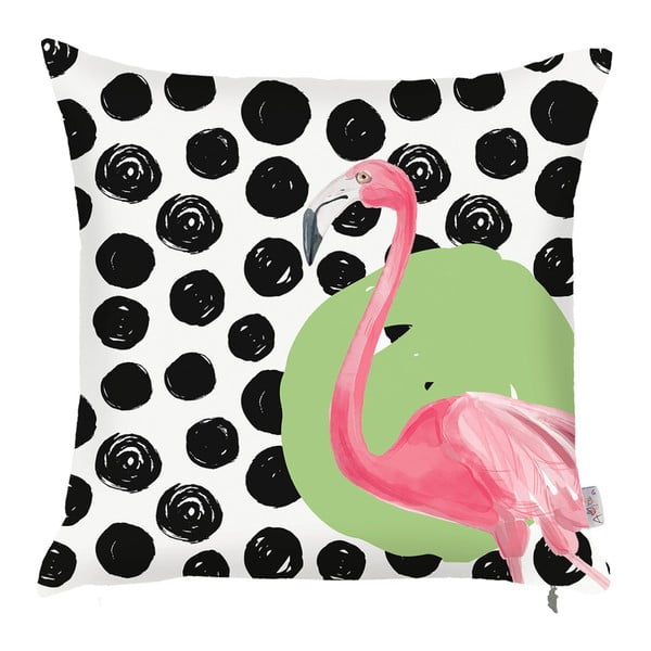 Față de pernă Mike & Co. NEW YORK Dots Flamingo, 43 x 43 cm, negru alb