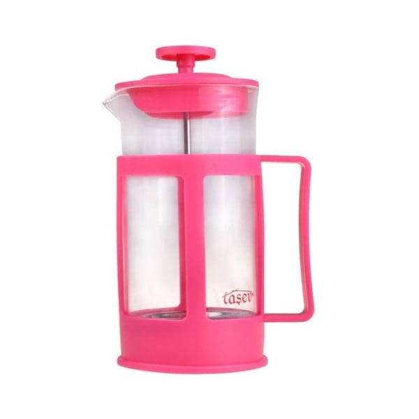 French press pentru cafea și ceai Bambum Magic, 350 ml, roz/roșu