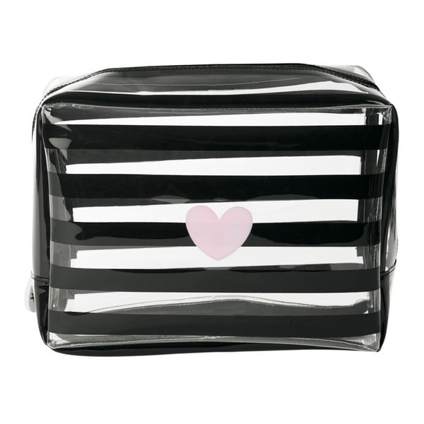 Geantă produse cosmetice Miss Étoile Heart Rose Stripes, 24 x 9 cm
