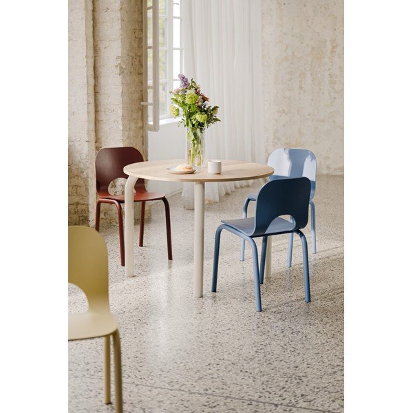 Masă de dining rotundă cu blat cu aspect de lemn de stejar ø 100 cm Meko – noo.ma-image-4