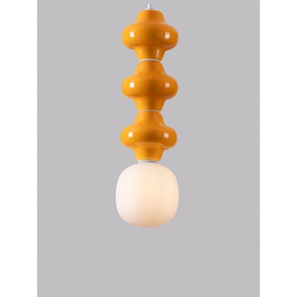 Lustră albă/portocalie din ceramică cu abajur din sticlă ø 18 cm Clio – Nova Luce-image-1