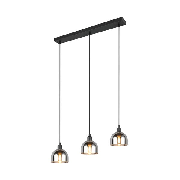 Lustră neagră/argintie cu abajur din sticlă Molly – Reality-image-3