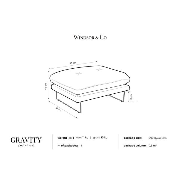 Puf cu tapițerie de catifea Windsor & Co Sofas Gravity, albastru închis-image-4