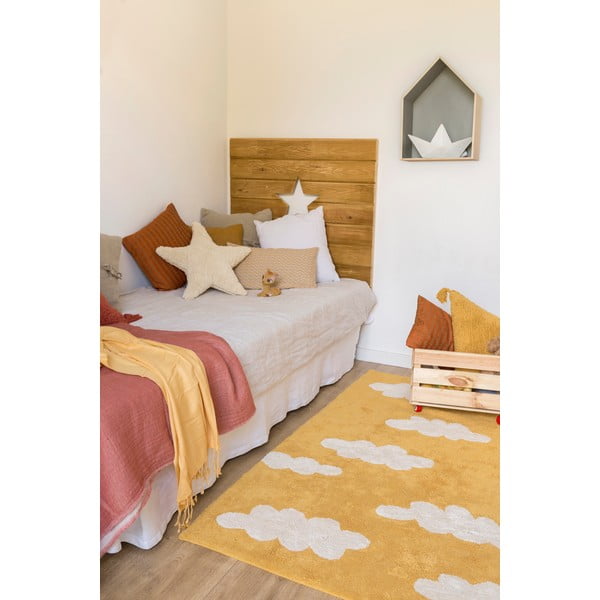 Covor pentru copii galben muștar lavabil/țesut manual din bumbac 120x160 cm Clouds Mustard – Lorena Canals-image-4