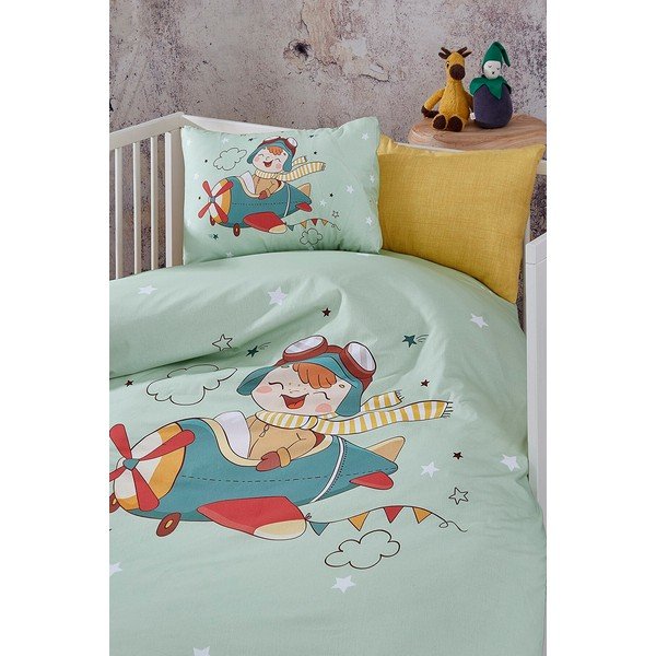 Lenjerie de pat pentru copii din bumbac pentru pătuț cu cearceaf inclus/cu 4 piese 100x150 cm Pilot – Mila Home-image-1