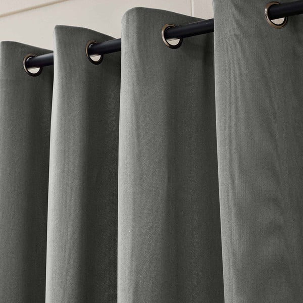 Draperie gri antracit termoizolantă din catifea reiată 140x260 cm Madison – douceur d'intérieur-image-2