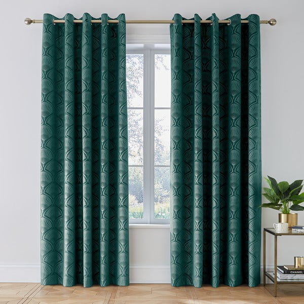 Draperii verzi 2 buc. 168x183 cm Art Deco Pearl – Catherine Lansfield-image-1