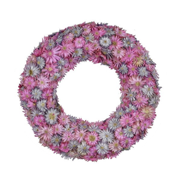 Coroniță din flori uscate Ego Dekor, ⌀ 18,5 cm, roz
