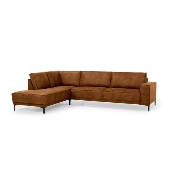 Colțar maro coniac cu tapițerie din imitație de piele (colț pe partea stângă ) Copenhagen – Scandic-image-2